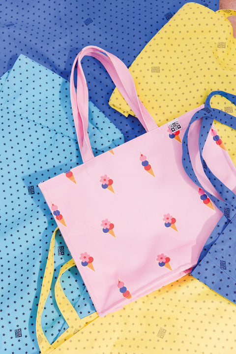 Bolso tote mediano - Rosa helado - Image principale