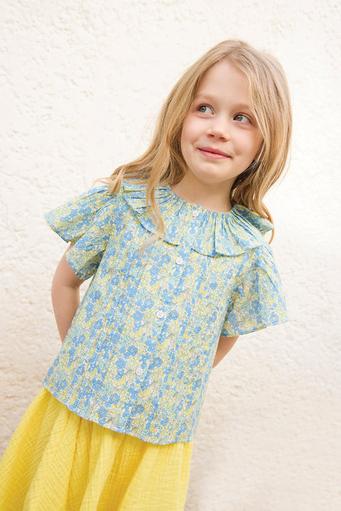 Blouse - Nancy Vintage Blue Flowers - Image principale
