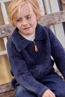 Cardigan - Pimpon in Wollblau