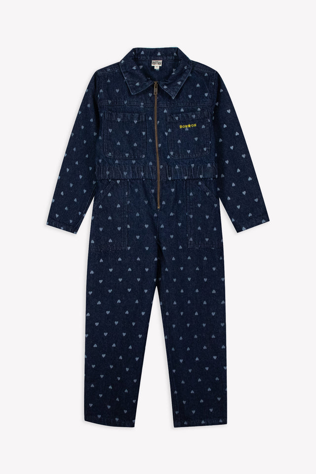 Combinaison - Pompom Denim Cœur Coton - Image principale