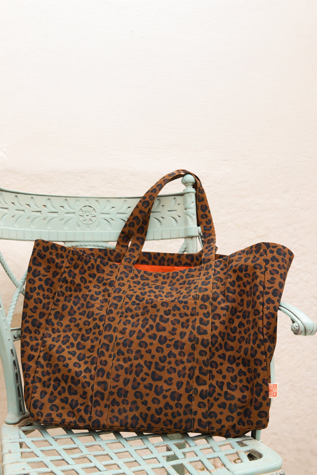 Bolso tote mediano - estampado de leopardo Bonton