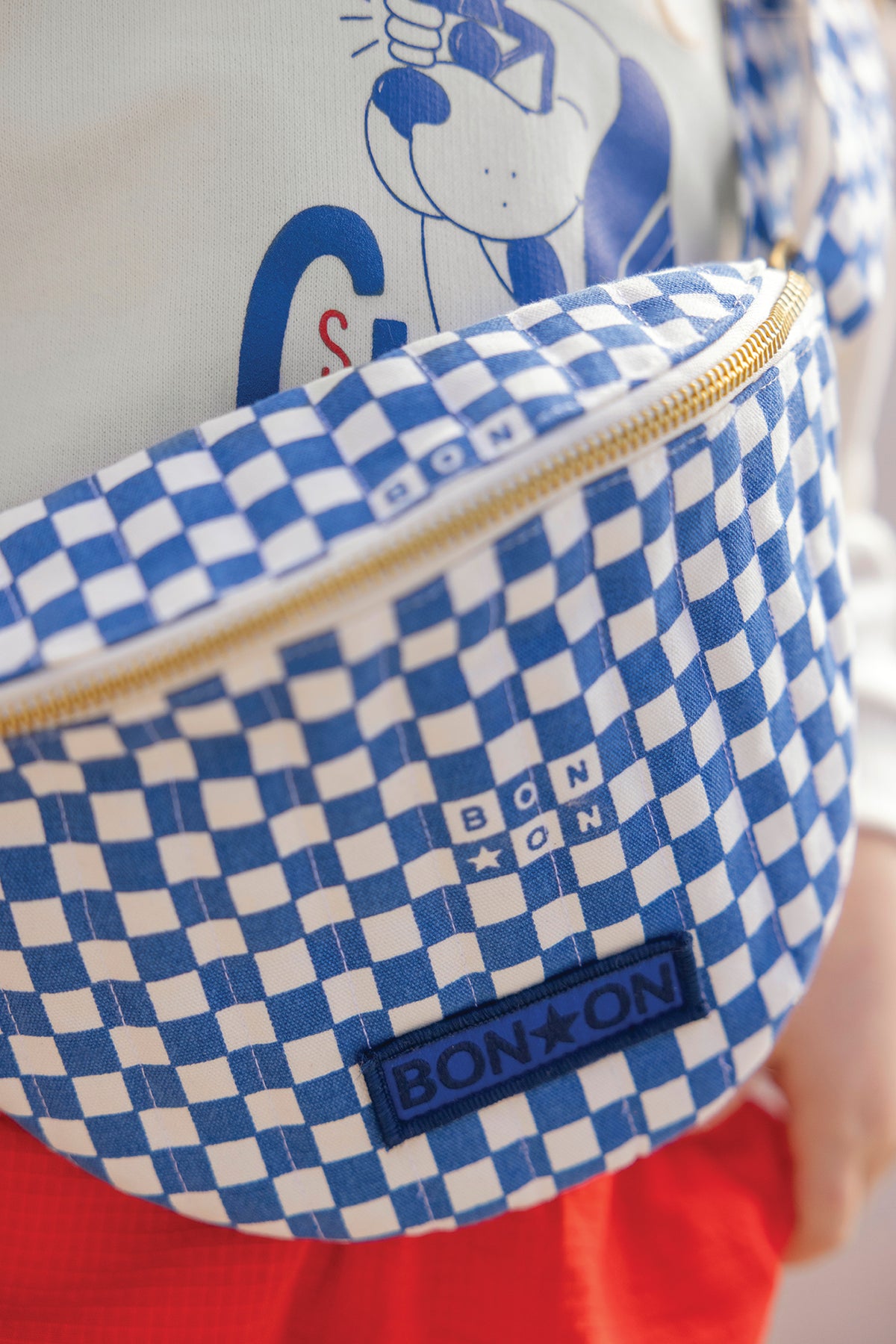 Heuptas - donkerblauw dambordpatroon
