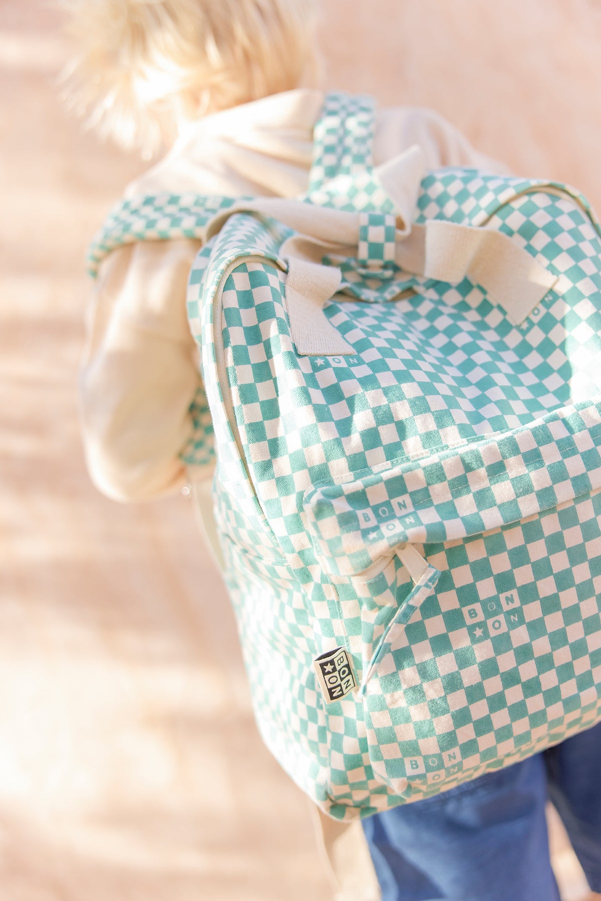 Rucksack - Mittelgroßes Karomuster in Vintage-Blau