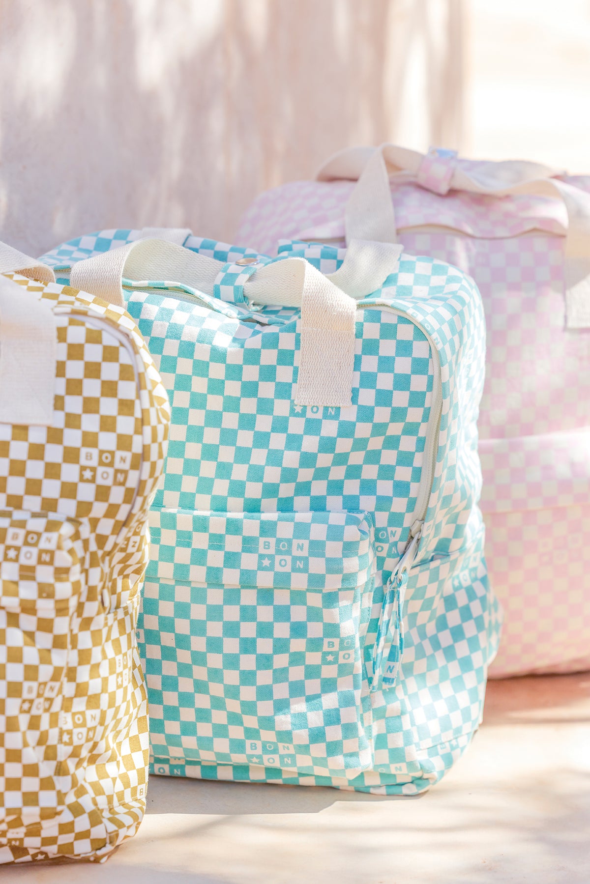 Rucksack - Mittelgroßes Karomuster in Vintage-Blau