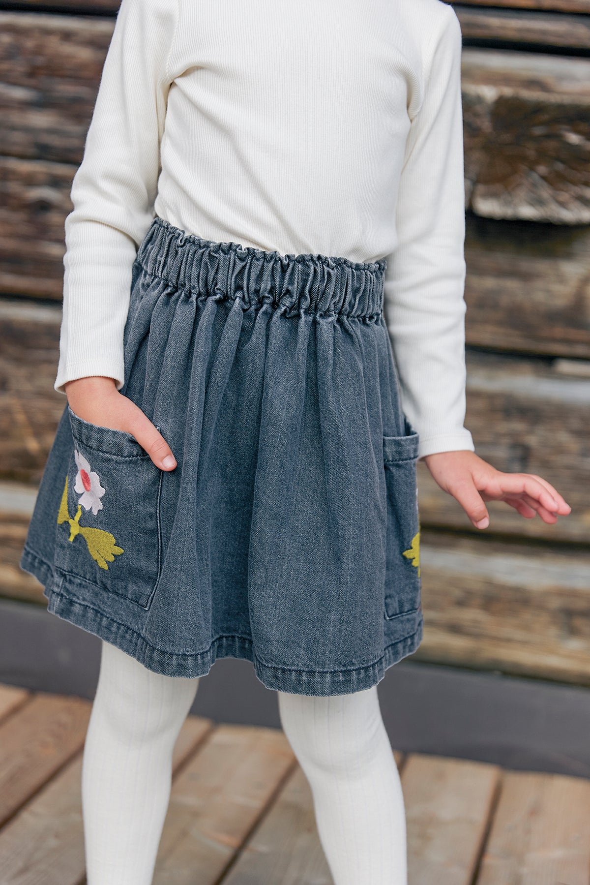 Rock - Mochi aus grauem Denim