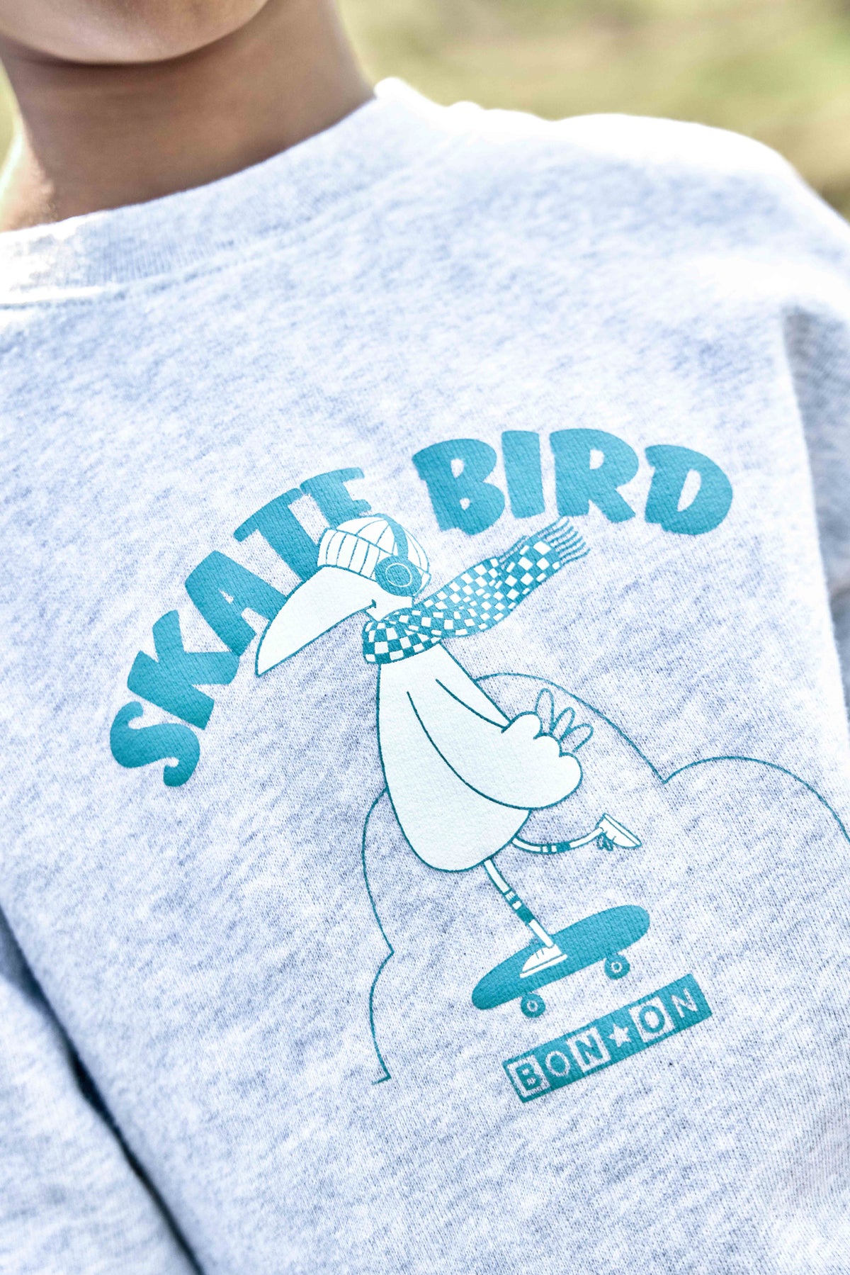 Sweatshirt - Smile Skatebird gråmeleret