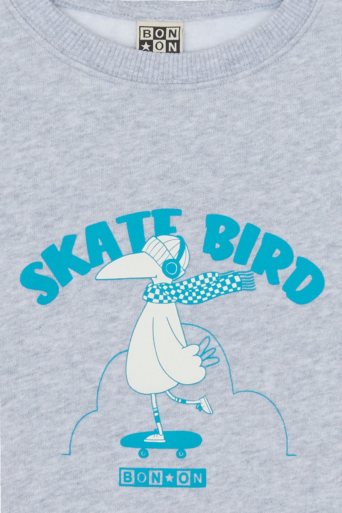 Sweatshirt - Smile Skatebird gråmeleret