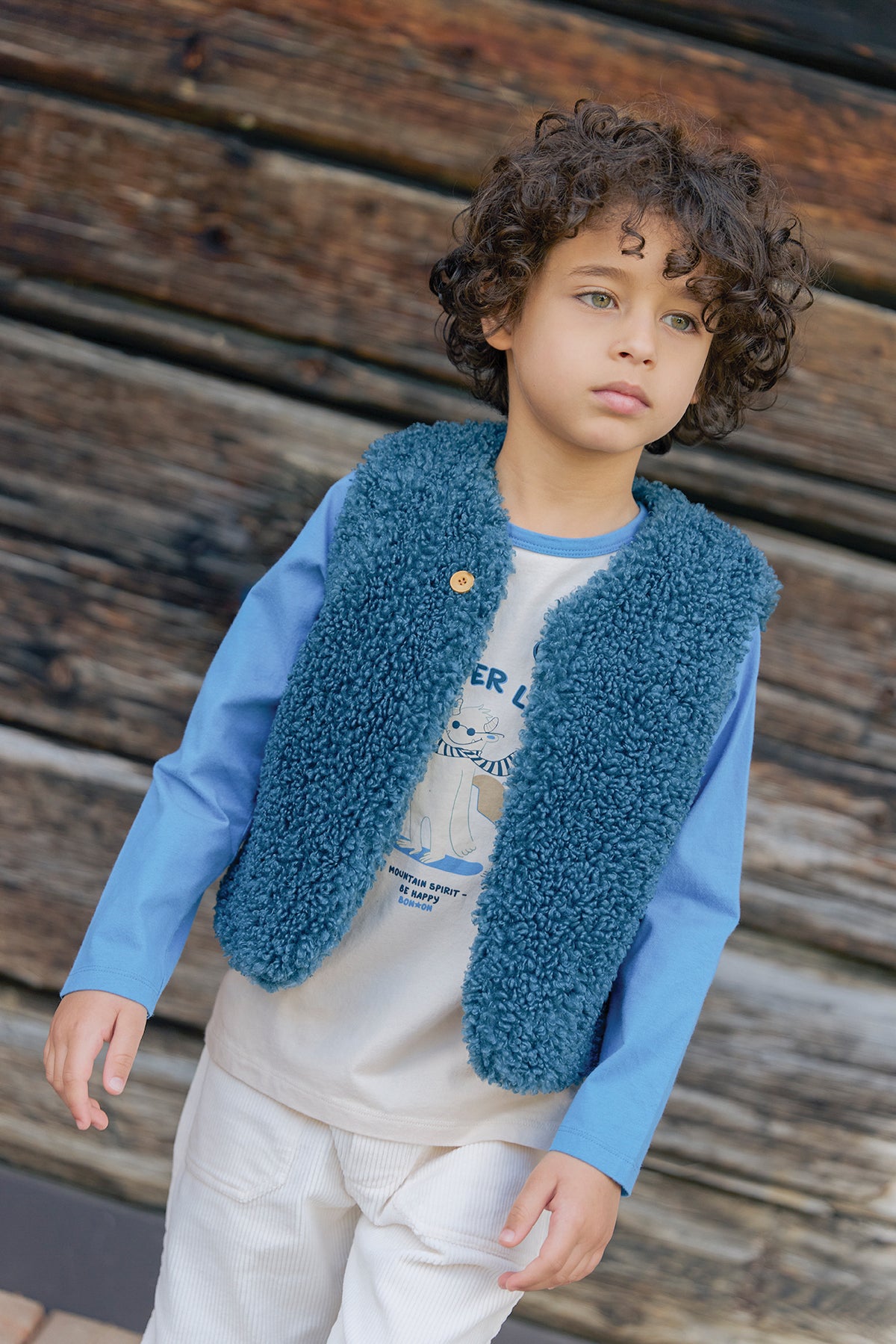 Weste - Beti aus Sherpa-Fleece in Seeblau