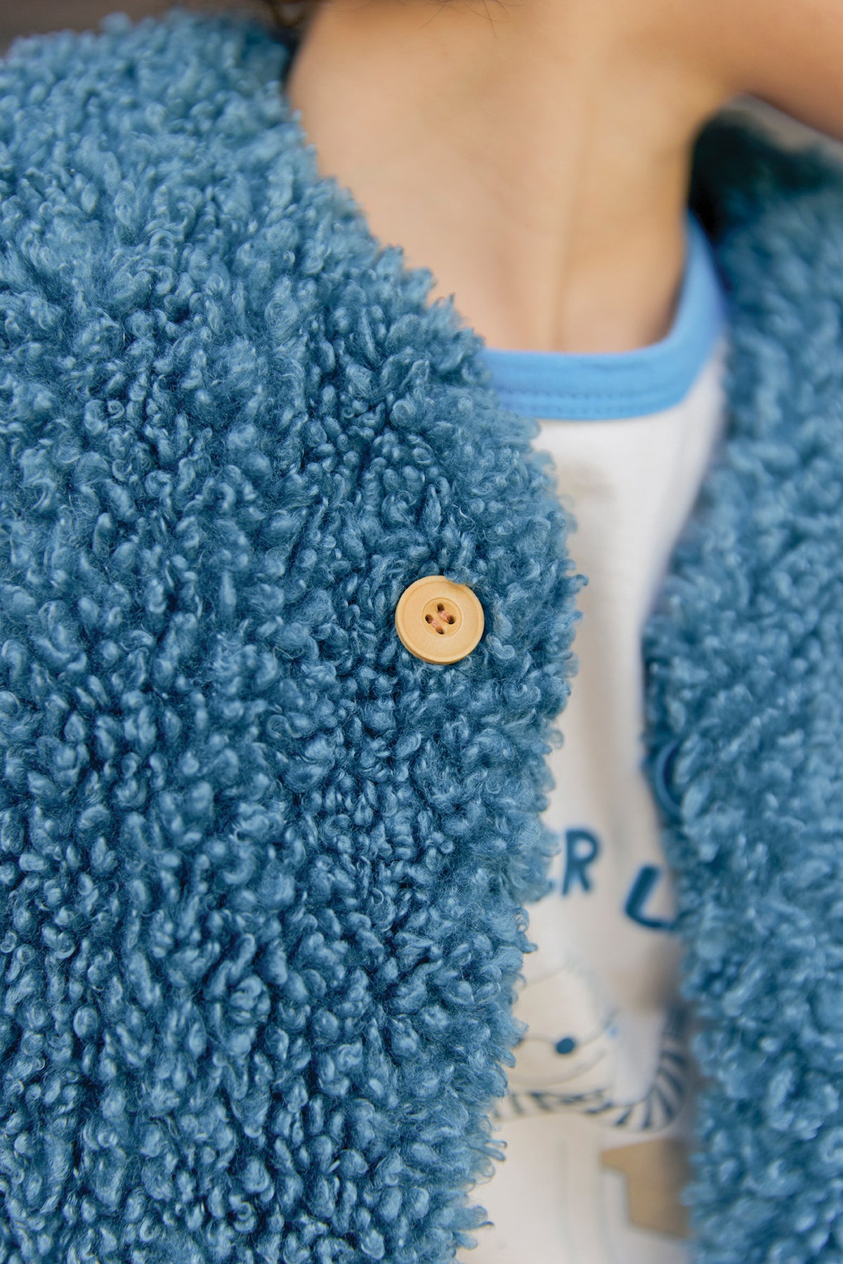 Weste - Beti aus Sherpa-Fleece in Seeblau