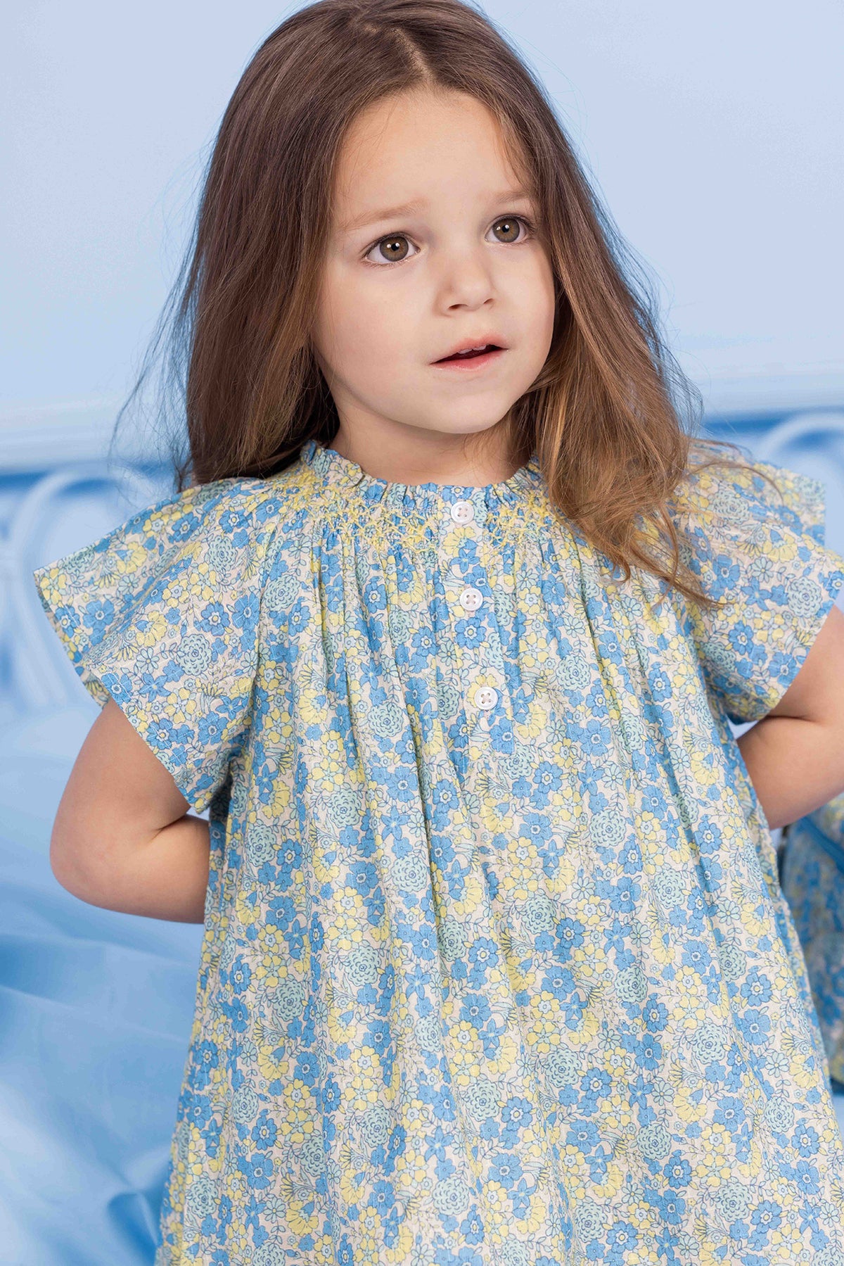 Robe - Noisette Fleur Vintage Bleu