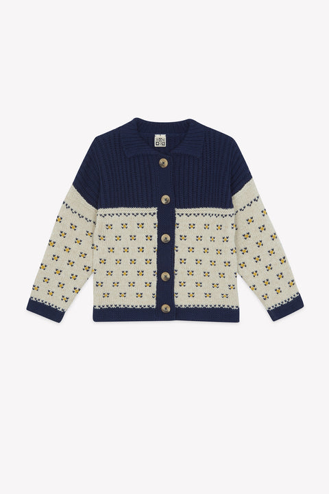 Cardigan - Pekin Blue Jacquard - Image principale