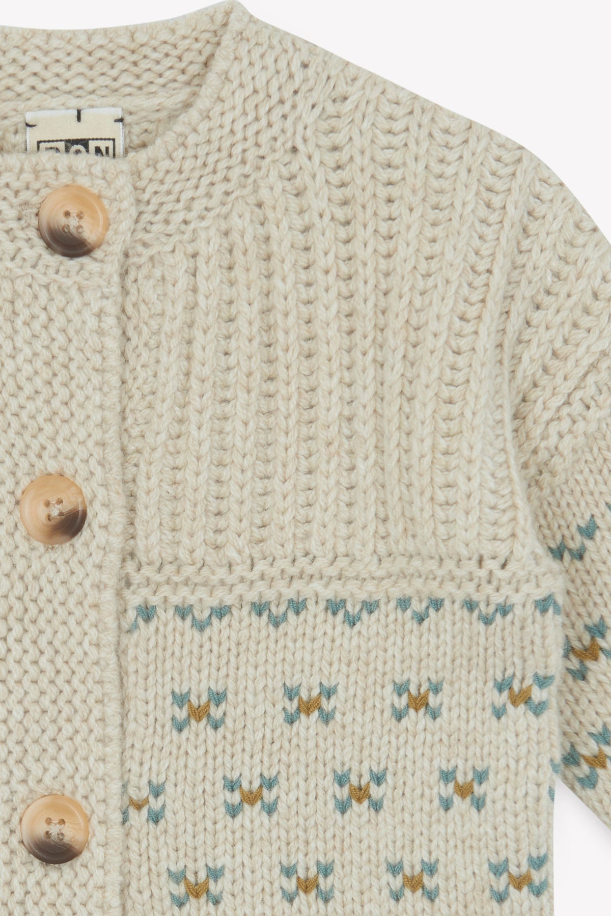 Cardigan - Jordnøddemælk i Jacquard