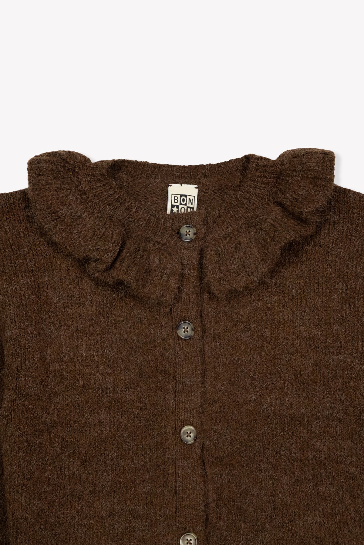 Cardigan - Paloma marrón con volante