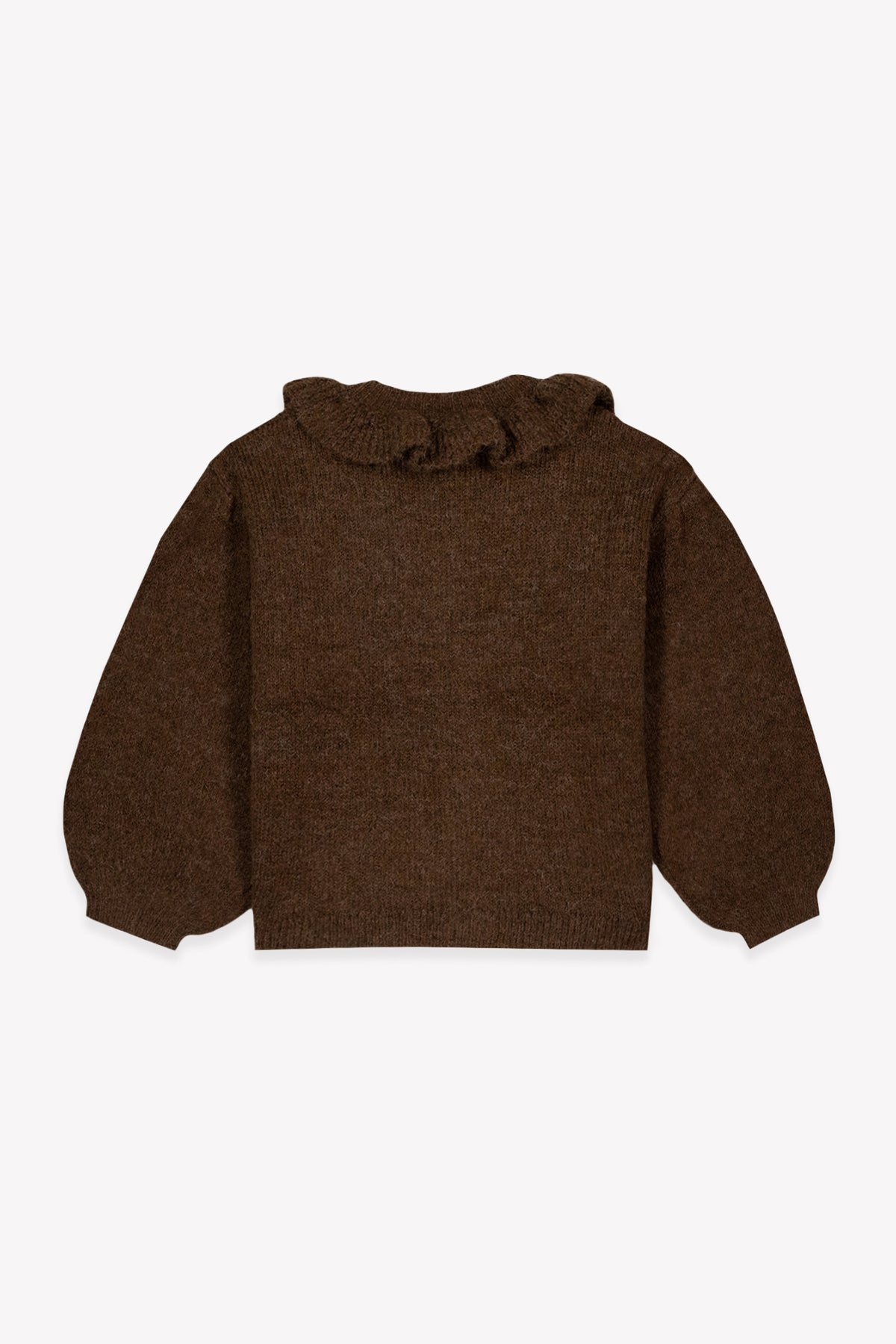 Cardigan - Paloma marrón con volante