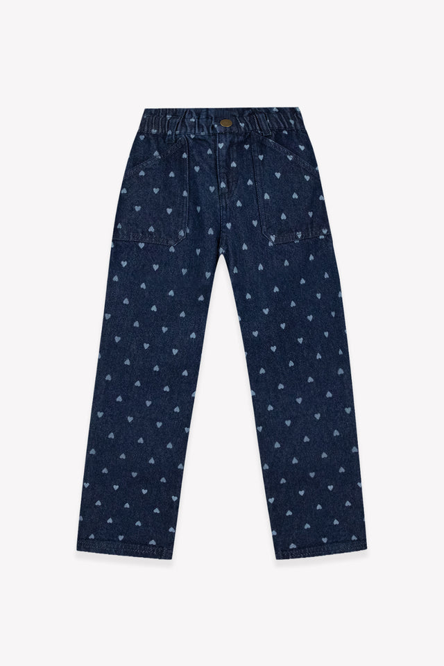 Jeans - Lino denim met hartjes van katoen - Image principale