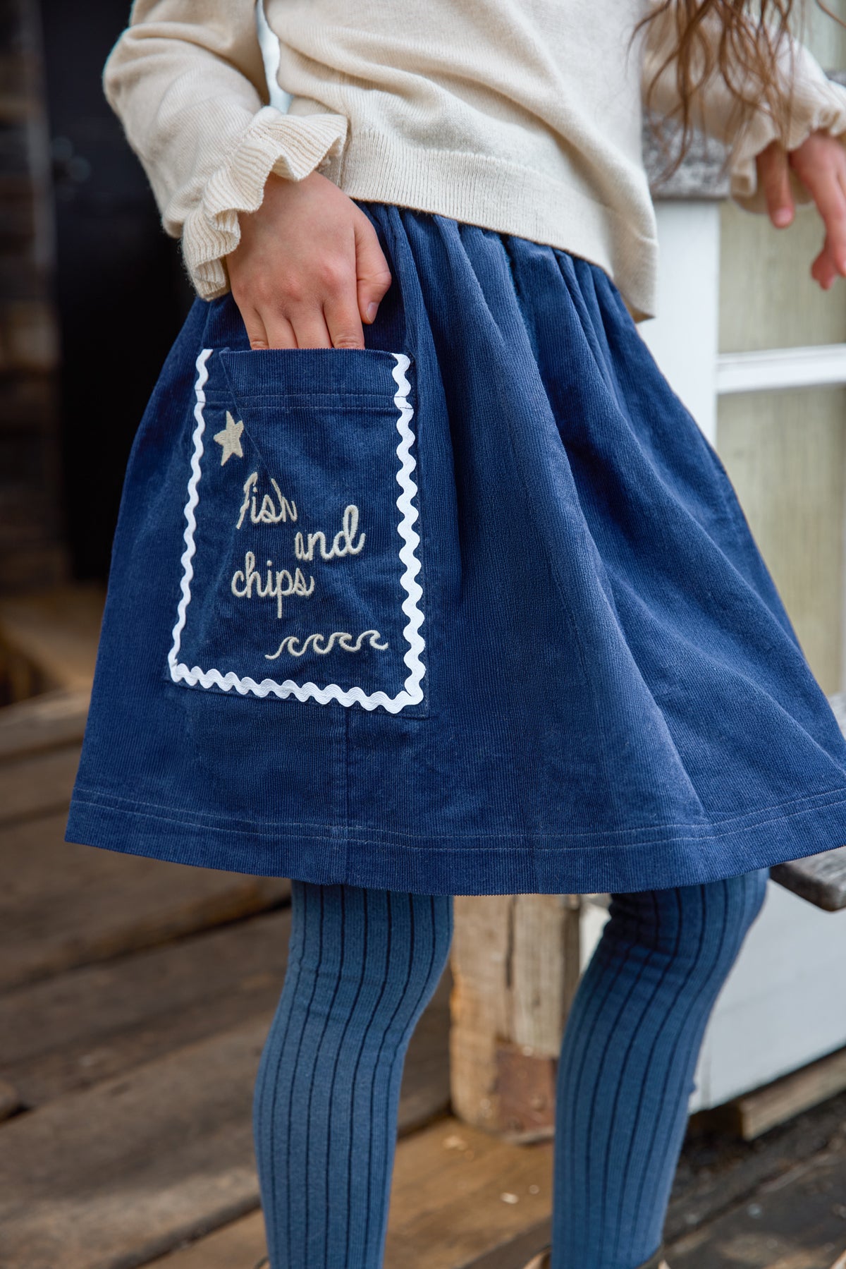 Skirt - Ruche Sailor Blue Cotton