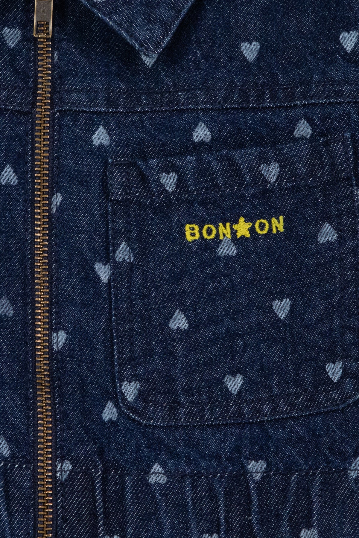 Combinaison - Pompom Denim Cœur Coton