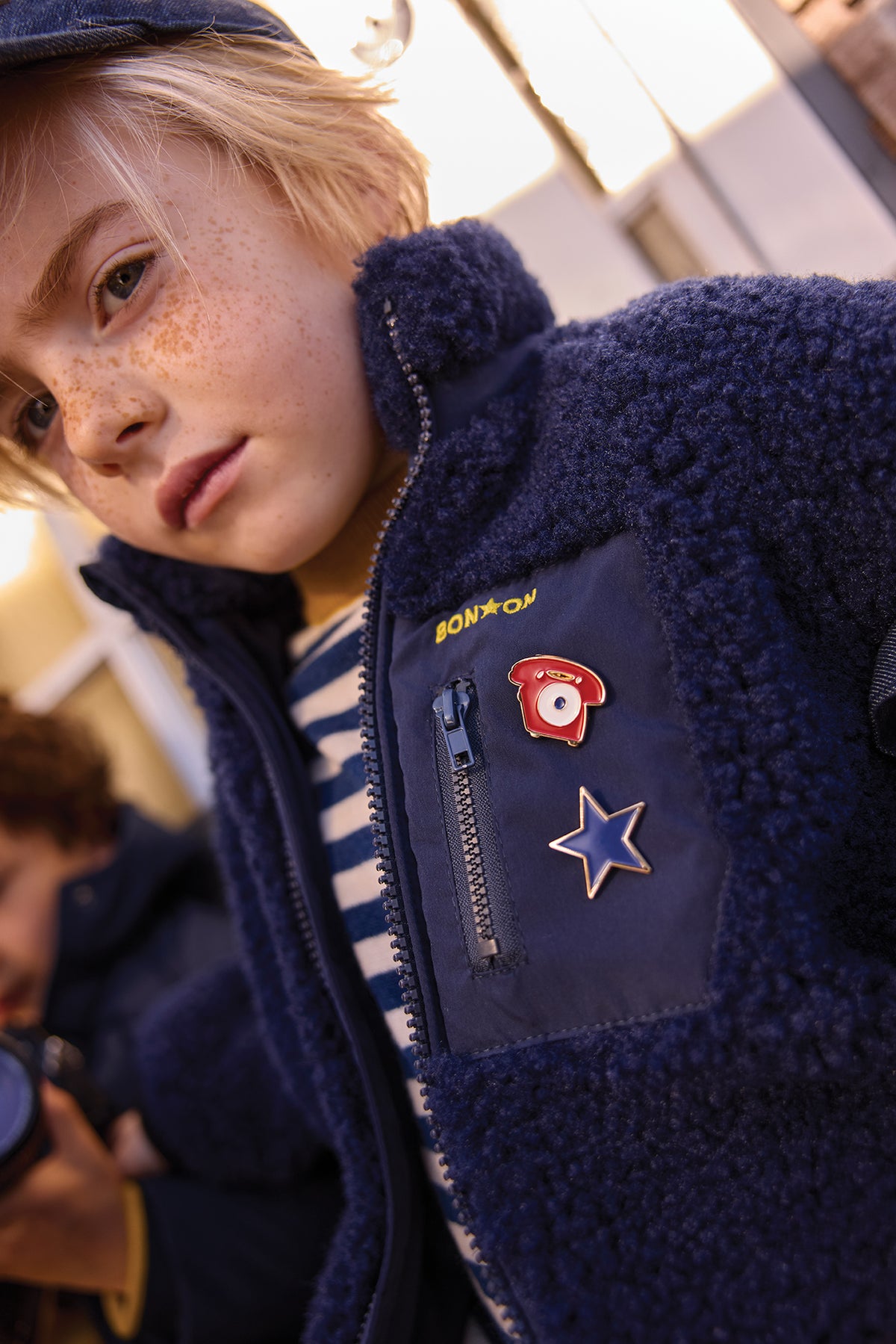 Chaqueta - Pao azul marino de borreguito