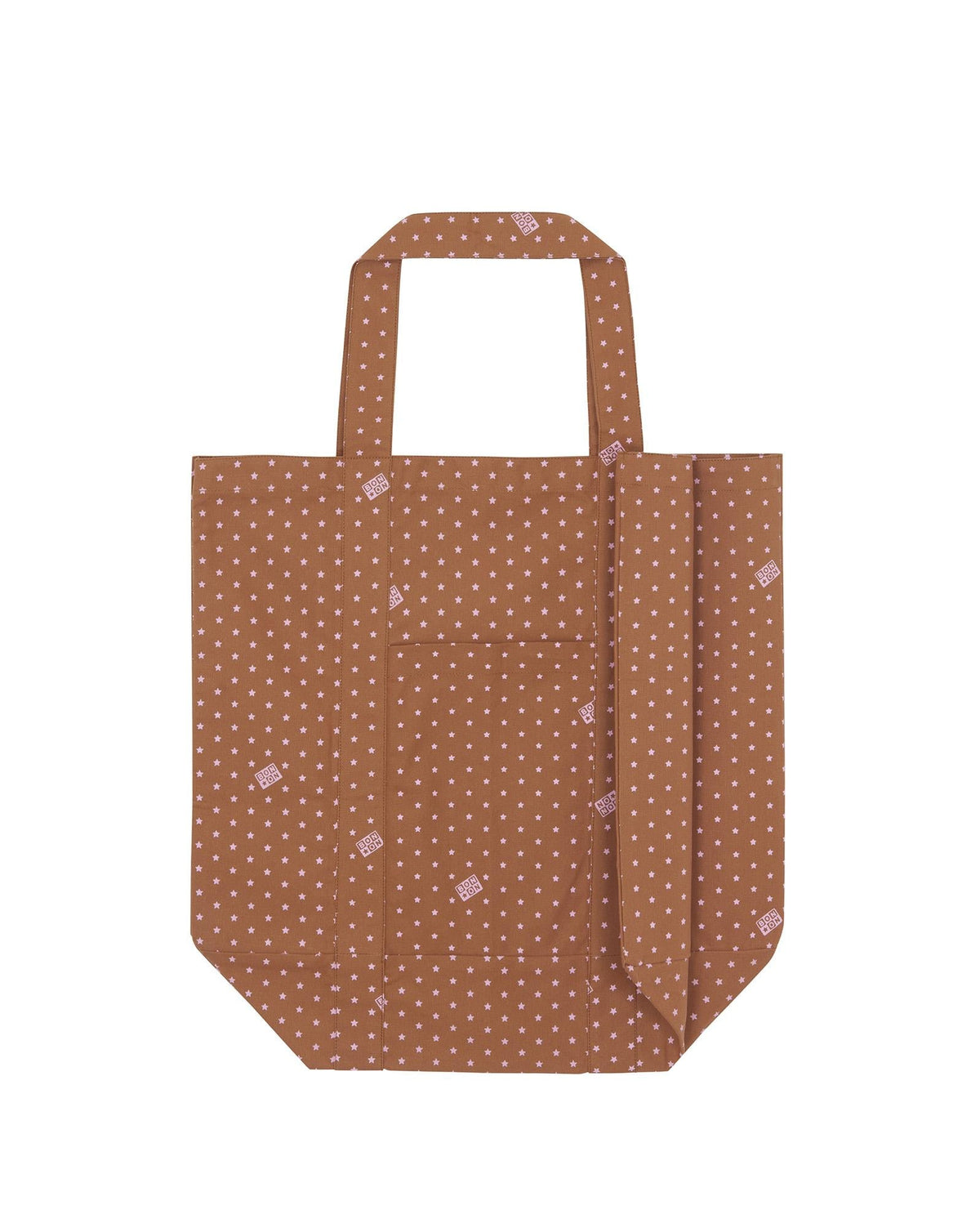 Large Tote Bag - Brown Star Cotton Canvas