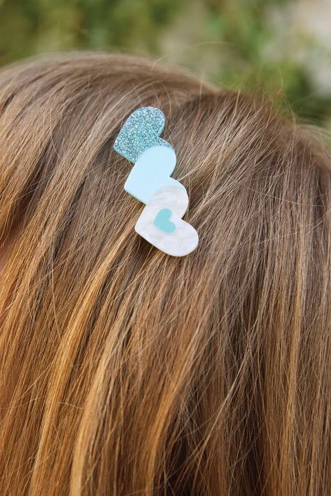 Barrettes - Bleu cœurs - Image principale